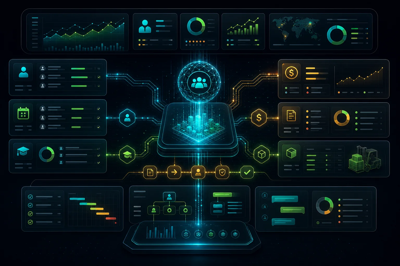 ERP AI management dashboard for enterprise operations