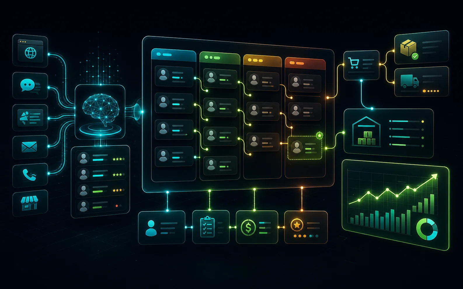 CRM AI dashboard for sales growth and customer management